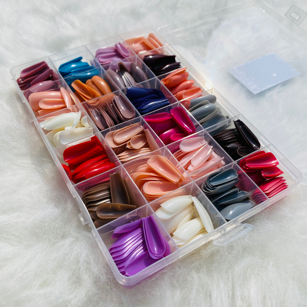 144-Pcs Colorful Fake Nails Set β ABS Plastic Nail Shaper Kit