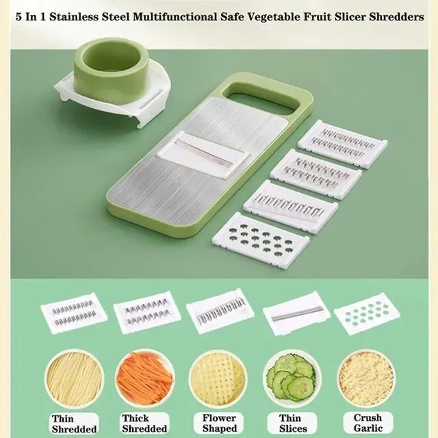 5-in-1 Vegetable Slicer & Grater – Adjustable Mandoline Cutter