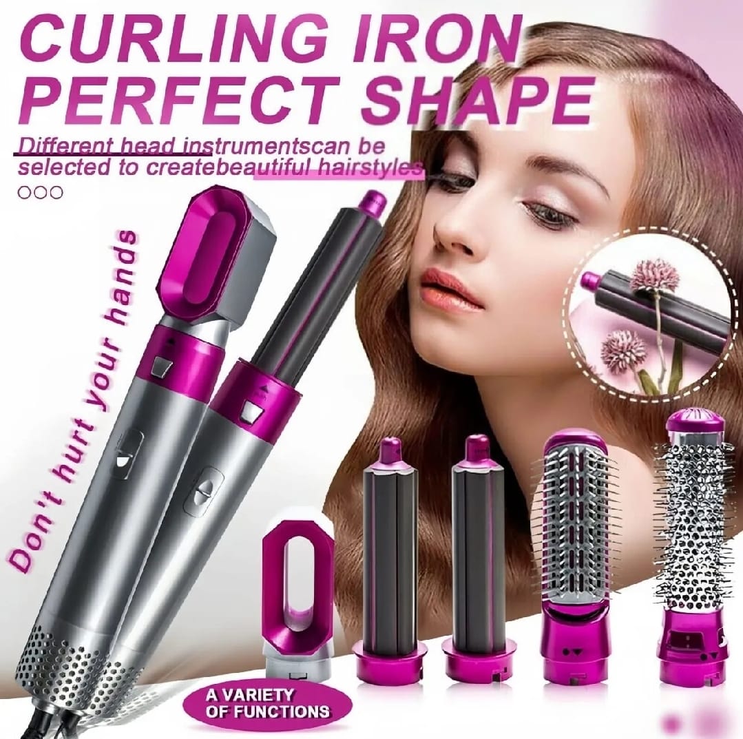 5-in-1 Hair Styler Brush – Straightener, Curler, Dryer & Volumizer