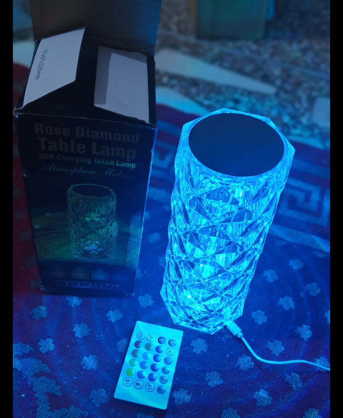 Rose Diamond Crystal Table Lamp β 16 Color RGB Touch & Remote Control
