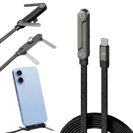 240W 2-in-1 USB-C Data Cable with Stand β 1.5m Nylon Braided