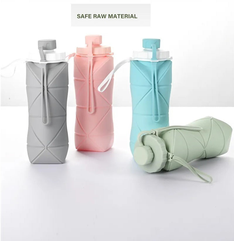 600ml Silicone Folding Bottle β Foldable & Leak-Proof Travel Water Bottle