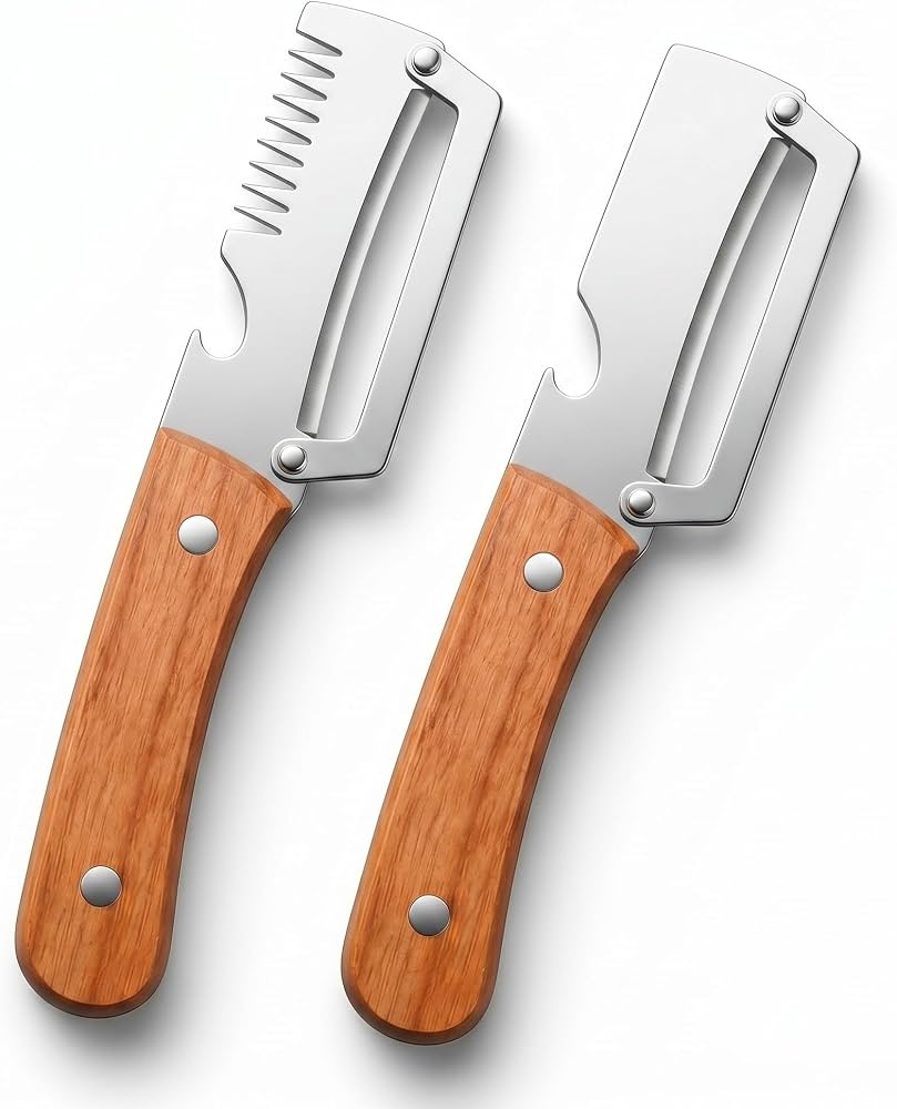 3-in-1 Vegetable Peeler Knife β Stainless Steel with Wooden Handle
