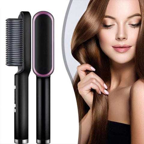 Hair Straightener Brush β 5 Temperature Settings & Anti-Scald Comb