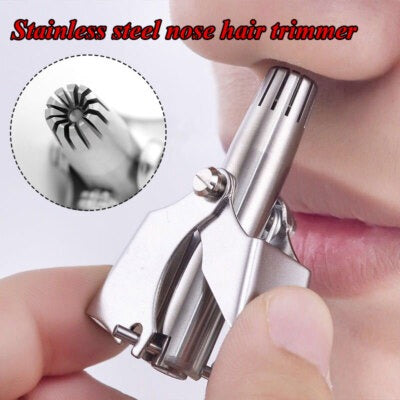Stainless Steel Nose Hair Trimmer – Manual & Portable Grooming Tool