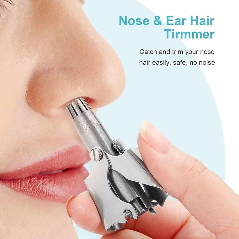 Stainless Steel Nose Hair Trimmer – Manual & Portable Grooming Tool