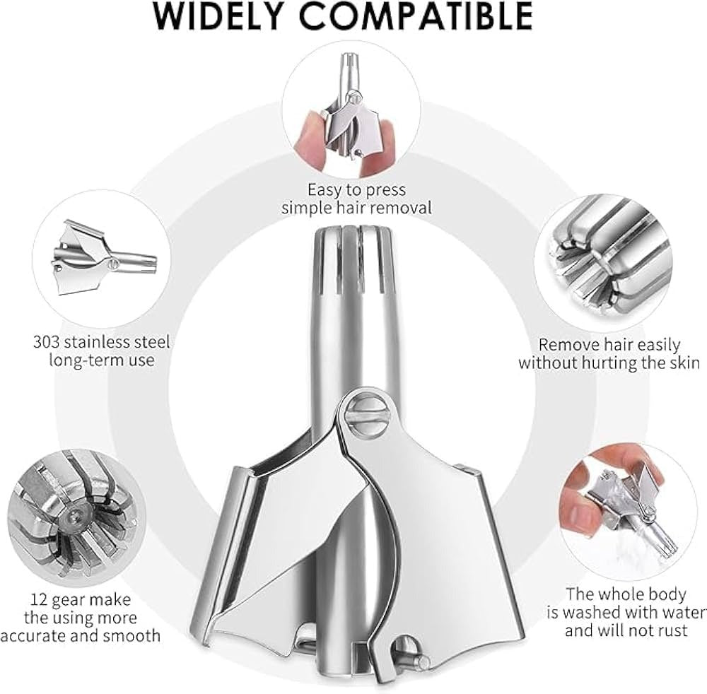 Stainless Steel Nose Hair Trimmer – Manual & Portable Grooming Tool