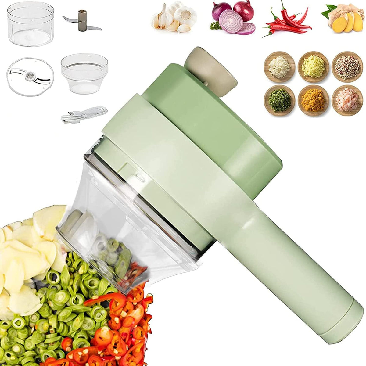 Electric Vegetable Cutter – Handheld Mini Food Chopper & Slicer
