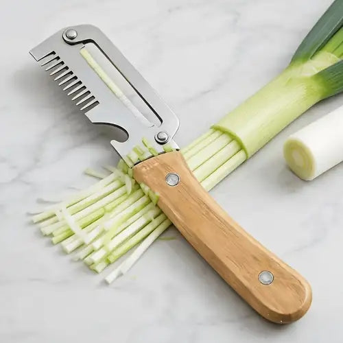3-in-1 Vegetable Peeler Knife – Stainless Steel with Wooden Handle