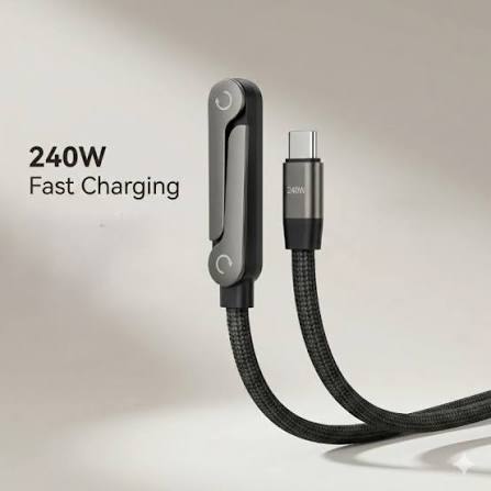 240W 2-in-1 USB-C Data Cable with Stand – 1.5m Nylon Braided
