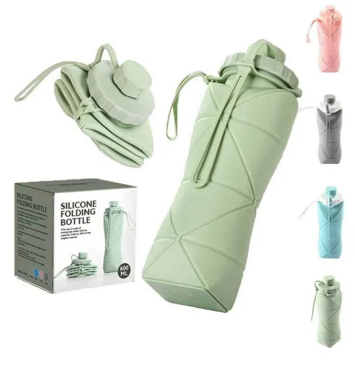 600ml Silicone Folding Bottle – Foldable & Leak-Proof Travel Water Bottle