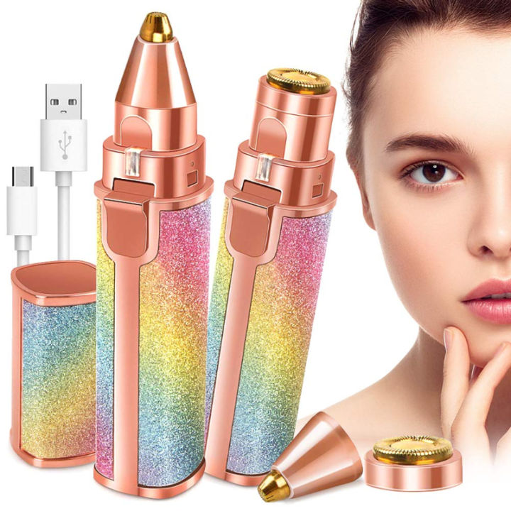 2-in-1 Electric Eyebrow Trimmer & Facial Hair Remover – USB Rechargeable