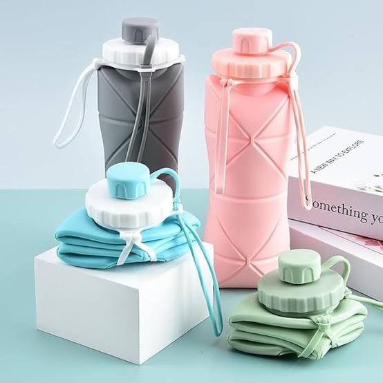 600ml Silicone Folding Bottle – Foldable & Leak-Proof Travel Water Bottle