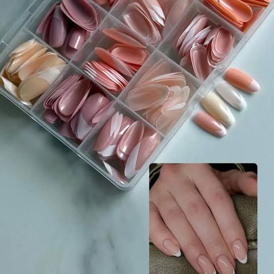 144-Pcs Colorful Fake Nails Set – ABS Plastic Nail Shaper Kit