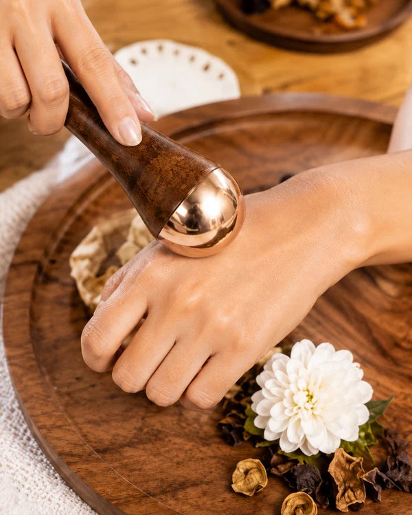 Kansa Wand Face & Foot Massager – Bronze Massage Tool with Wooden Handle